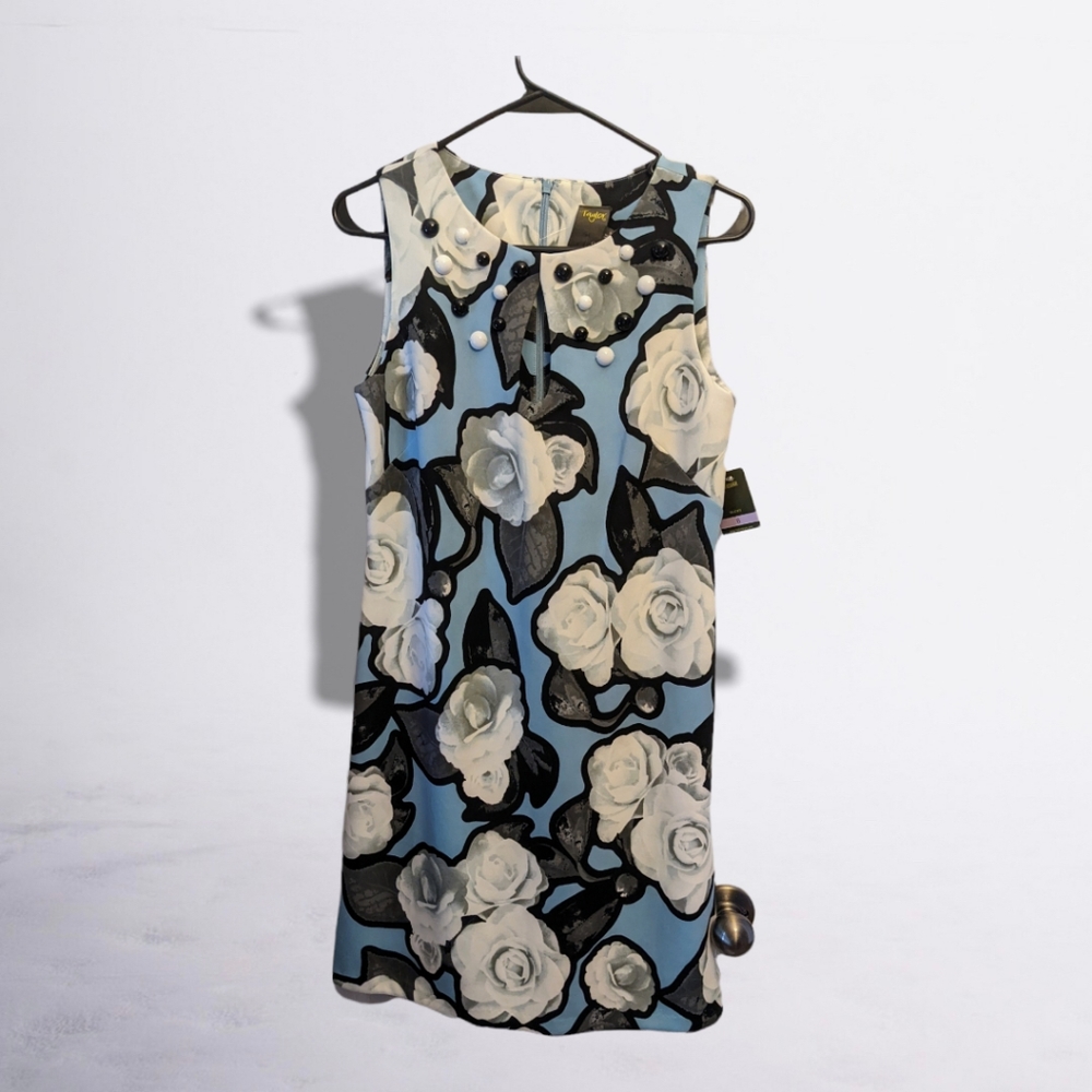 NWT Taylor Women's Statement Pearl Trim Swing Dress Round Neck Size 6